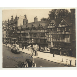 London / UK: Old Staple Inn - Holborn - Double-Decker (Vintage Photo Sepia ~1920s)