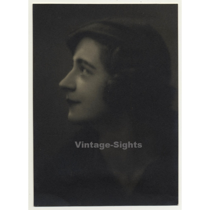 Portrait Of Pretty Young Woman (Vintage Photo Gelatin Silver ~1910s/1920s)