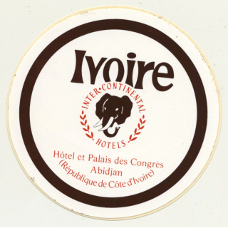 Abidjan / Ivory Coast: Hotel Et Palais Des Congrès - Inter Continental (Vintage Self Adhesive Luggage Label / Sticker)