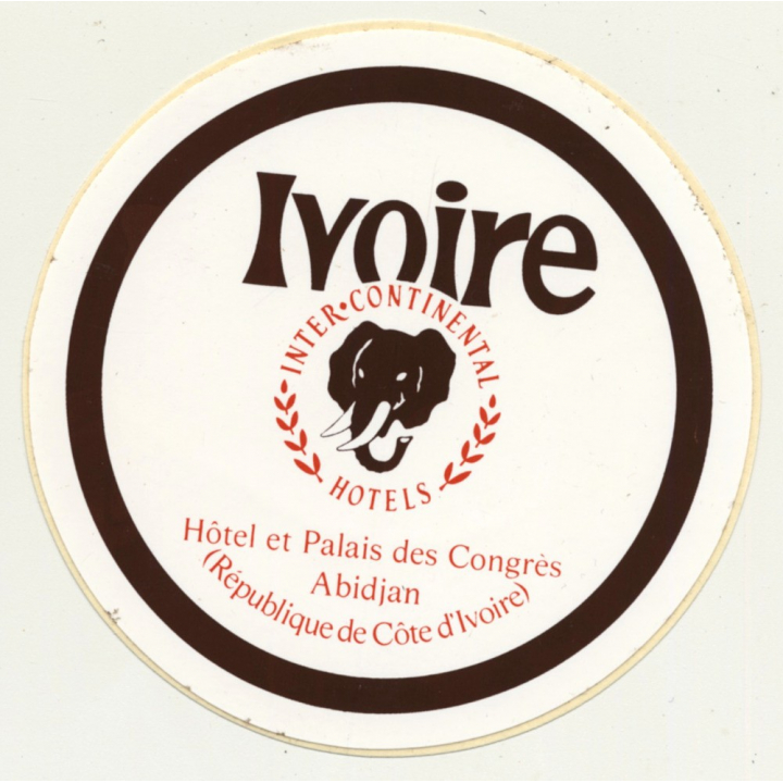 Abidjan / Ivory Coast: Hotel Et Palais Des Congrès - Inter Continental (Vintage Self Adhesive Luggage Label / Sticker)