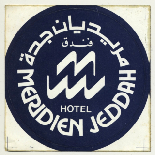 Jeddah / Saudi Arabia: Hotel Meridien (Vintage Self Adhesive Luggage Label / Sticker)