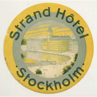 Stockholm / Sweden: Strand Hotel (Vintage Luggage Label)