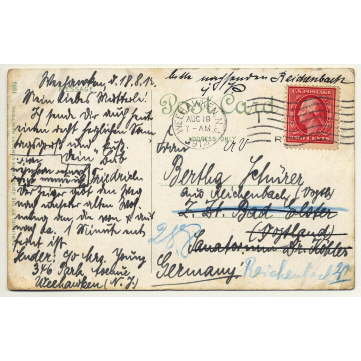 Weehawken - New Jersey / USA: Boulevard & Loop (Vintage Postcard 1904)