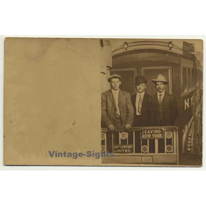 USA: 20th Century Limited Train - Leaving New York (Vintage RPPC ~1920s)