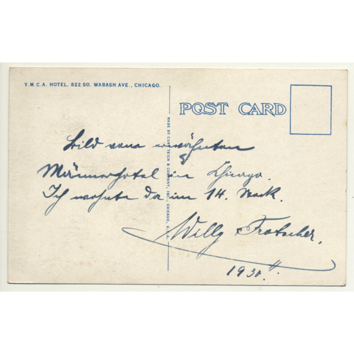 Chicago / USA: Y.M.C.A. Hotel - World's Largest Hotel (Vintage Postcard 1930)