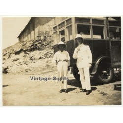 Matadi / Congo-Belge: Colonial Officer & Friend In Front Truck (Vintage Photo 1930)