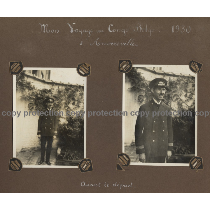 Boma / Congo-Belge: Colonial Officer & Force Publique Soldiers / Outskirts (Vintage Photo 1930)