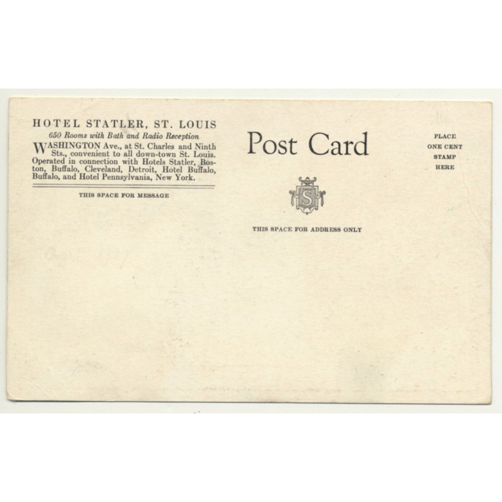 St. Louis - Missouri / USA: Hotel Statler, Washington Ave (Vintage Postcard)