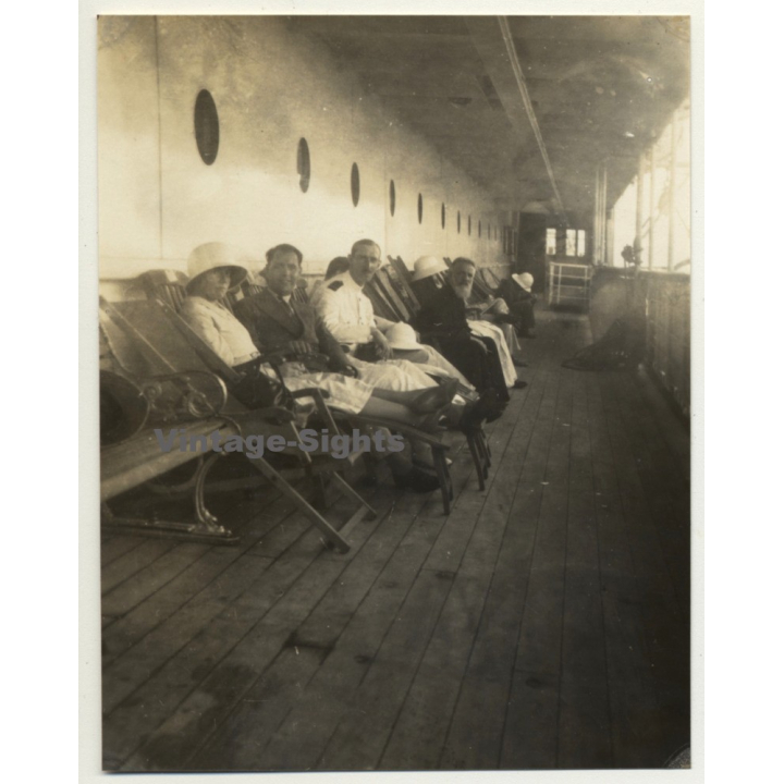 Trip To Congo-Belge: On The Deck Of The S.S. Anversville *1 (Vintage Photo 1930)