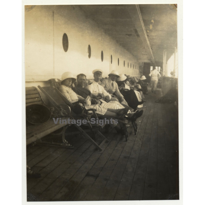 Trip To Congo-Belge: On The Deck Of The S.S. Anversville *2 (Vintage Photo 1930)