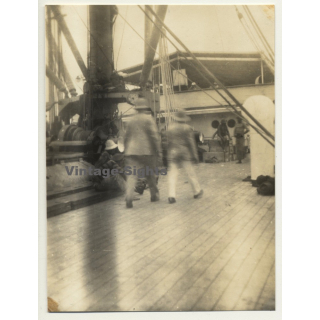 Trip To Congo-Belge: Scene On the S.S. Anversville Deck (Vintage Photo 1930)