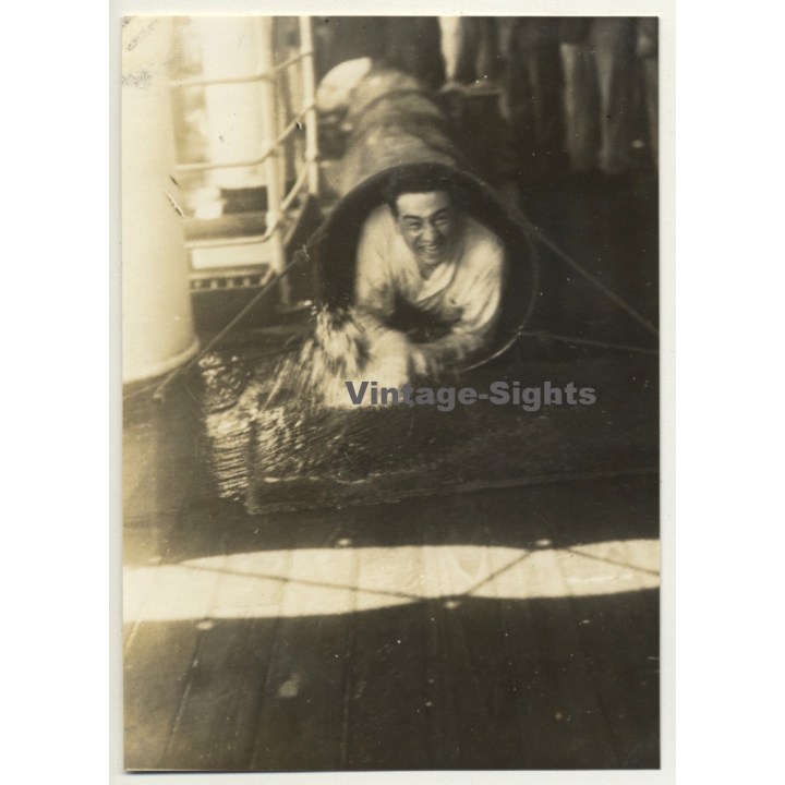 Trip To Congo-Belge: Equator Baptism *1 / S.S. Anversville Deck (Vintage Photo 1930)