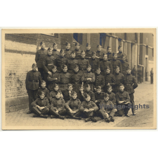 Large Group Of Young Belgian Soldiers / WW1 (Vintage RPPC ~1910s)