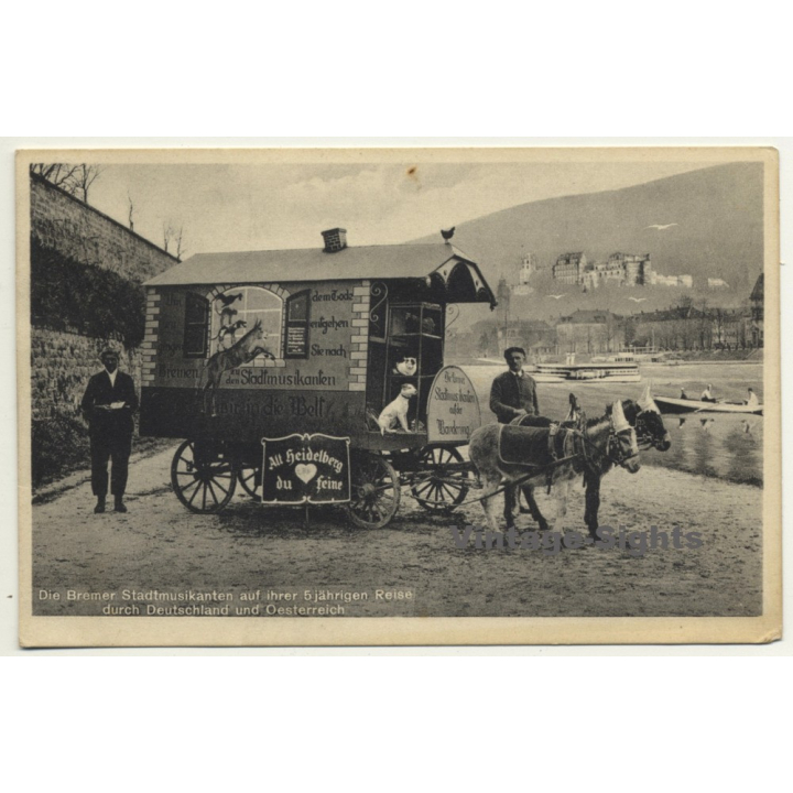 Bremer Stadtmusikanten / Esel - Hund Katze - Hahn (Vintage Postcard)