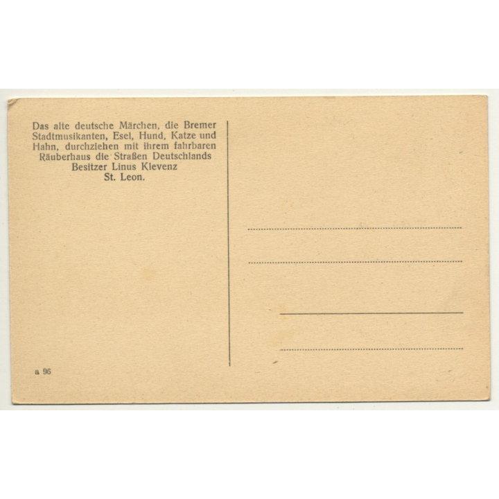 Bremer Stadtmusikanten *2 / Esel - Hund - Katze - Hahn (Vintage Postcard)