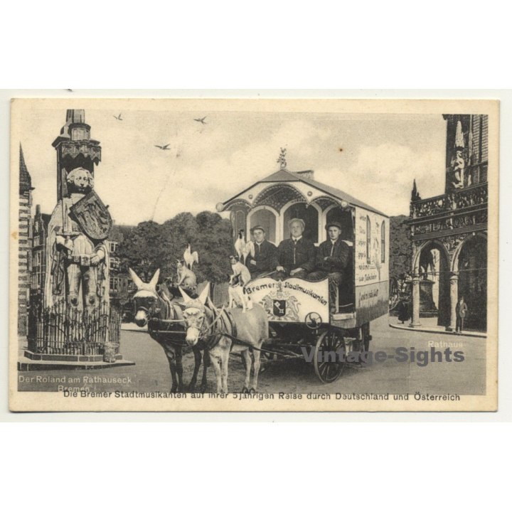 Bremer Stadtmusikanten *3 / Esel - Hund - Katze - Hahn (Vintage Postcard)