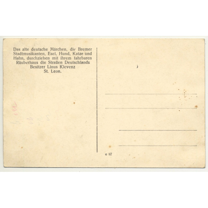 Bremer Stadtmusikanten *3 / Esel - Hund - Katze - Hahn (Vintage Postcard)