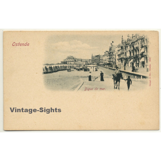 Ostende / Belgium: Digue De Mer / Donkey (Vintage Postcard Stengel & Co ~1900s)