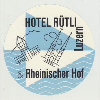 Hotel Rütli & Rheinischer Hof - Luzern / Switzerland (Vintage Luggage Label)