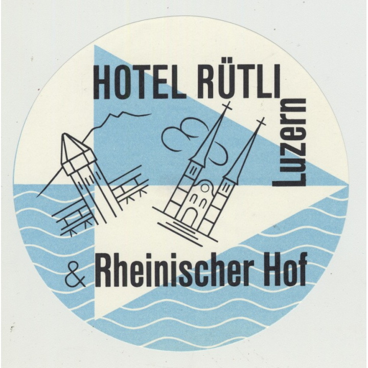Hotel Rütli & Rheinischer Hof - Luzern / Switzerland (Vintage Luggage Label)