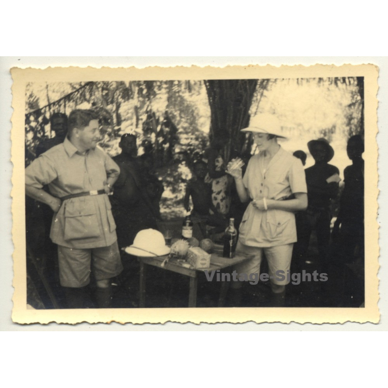Congo-Belge: Colonial Picnic In Bush / Johnnie Walker (Vintage Photo ~1930s/1940s)