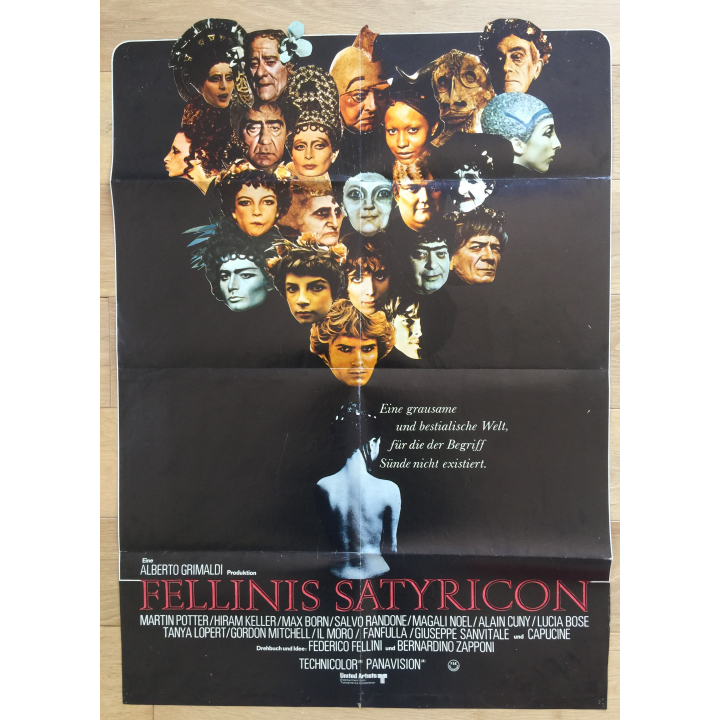 Fellini Satyricon - Original Vintage German Movie Poster 1969 (Rare Die-Cut)