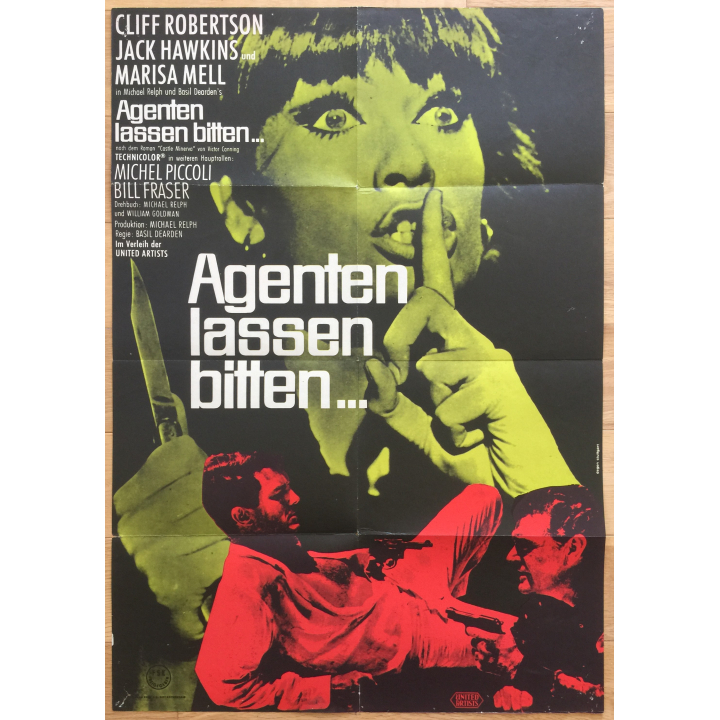 Agenten Lassen Bitten... - Michel Piccoli (Vintage German Movie Poster 1968)