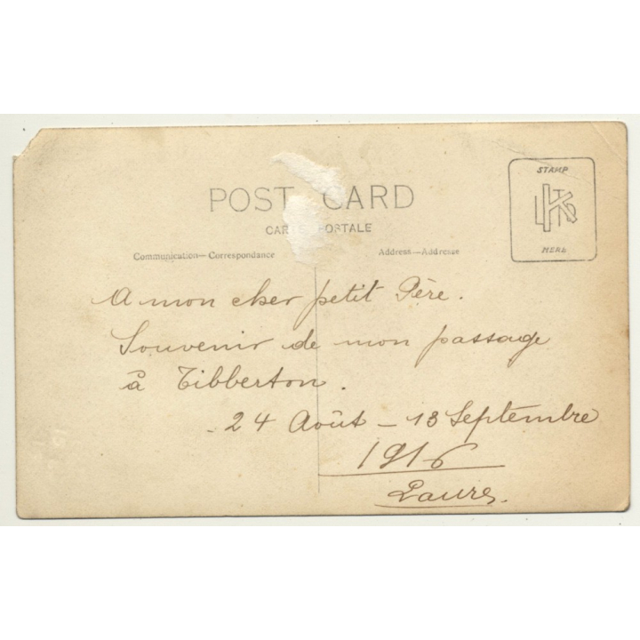 Tibberton / UK: Belgian Girls In Front Of Tent / Camping (Vintage RPPC Sepia 1916)