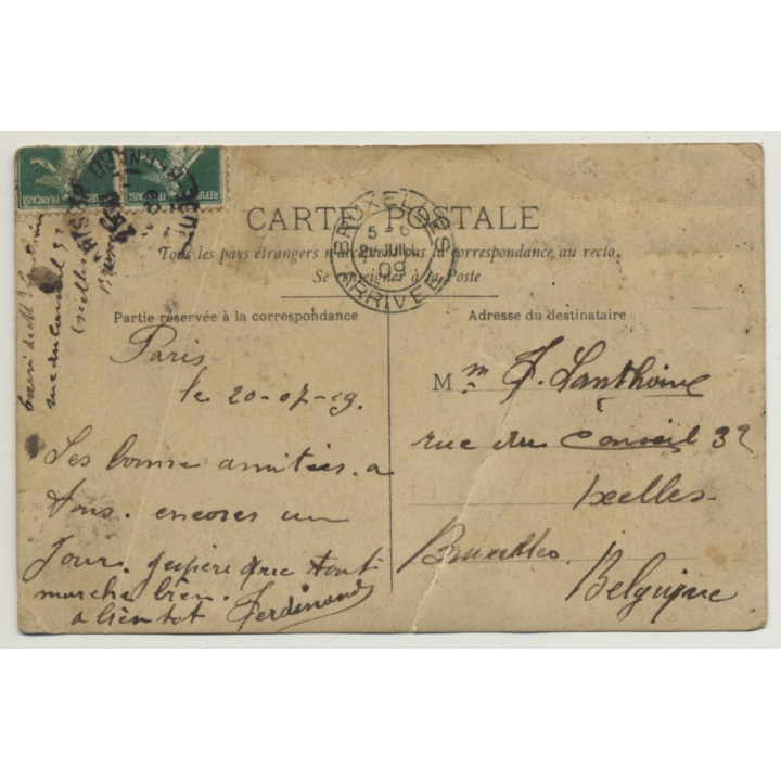 Société La Pedale D'Ixelles A Paris (Vintage RPPC 1909)