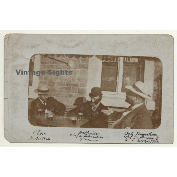 Belgium: 3 Guys In Bistro / Close - Architecte, Flagothier - Chef ENGETRA (Vintage RPPC 1910)