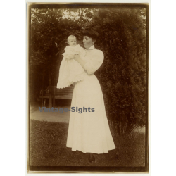 Belgian Upper Society Family *1: Mother & Baby (Vintage Photo Sepia ~1910s/1920s)