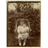 Belgian Upper Society Family *5: Young Boy & Baby / Wicker Chair (Vintage Photo Sepia ~1910s/1920s)