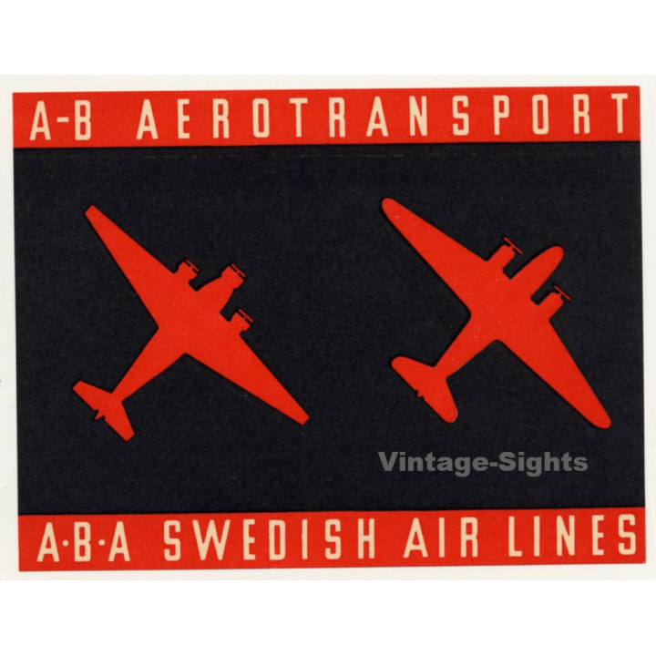 A-B Aerotransport A-B-A Swedish Air Lines (Vintage Airline Luggage Label)