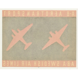 A-B Aerotransport A-B-A Swedish Air Lines (Vintage Airline Luggage Label)