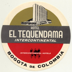 Bogota / Colombia: Hotel Tequendama Intercontinental *1 (Vintage Luggage Label)