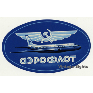 Aeroflot - Hammer And Sickle (Vintage Russian Airline Luggage Label ~1960)