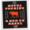 Hotel Touring & Red Ox - Basel / Switzerland (Vintage Luggage Label)