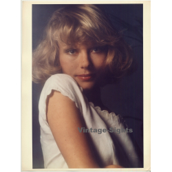 Portrait Of Beautiful Dreamy Blonde Female (Vintage Photo 1980s WOLFGANG KLEIN ~DIN A3)