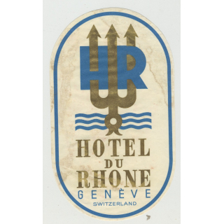 Hotel Du Rhone - Genève / Switzerland (Vintage Luggage Label - Large)