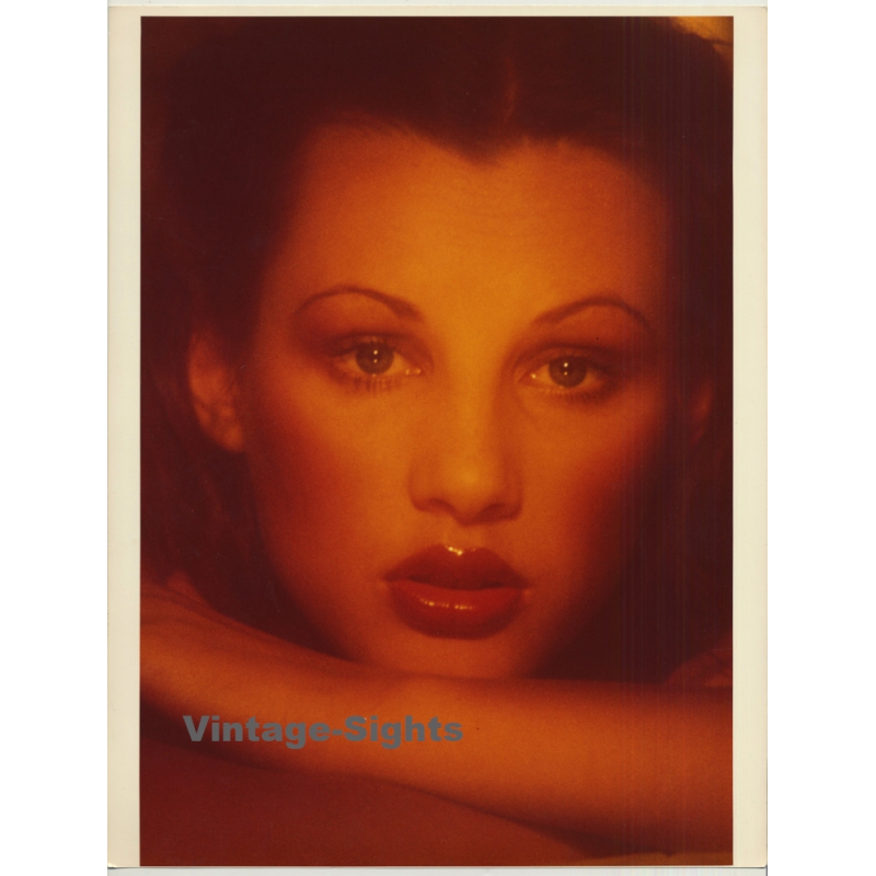 Close-Up Of A Pensive Female Beauty's Face (Vintage Photo 1980s WOLFGANG KLEIN ~DIN A3)