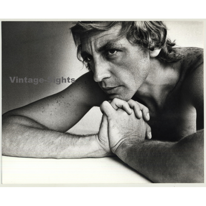 Portrait Of Handsome Good Looking Nude Man / Gay Int (Vintage Photo 1970s WOLFGANG KLEIN ~DIN A3)