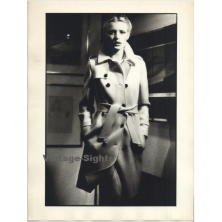 Elegant Blonde Female Model In Wool Coat / Gallery (Vintage Photo 1980s WOLFGANG KLEIN ~DIN A3)
