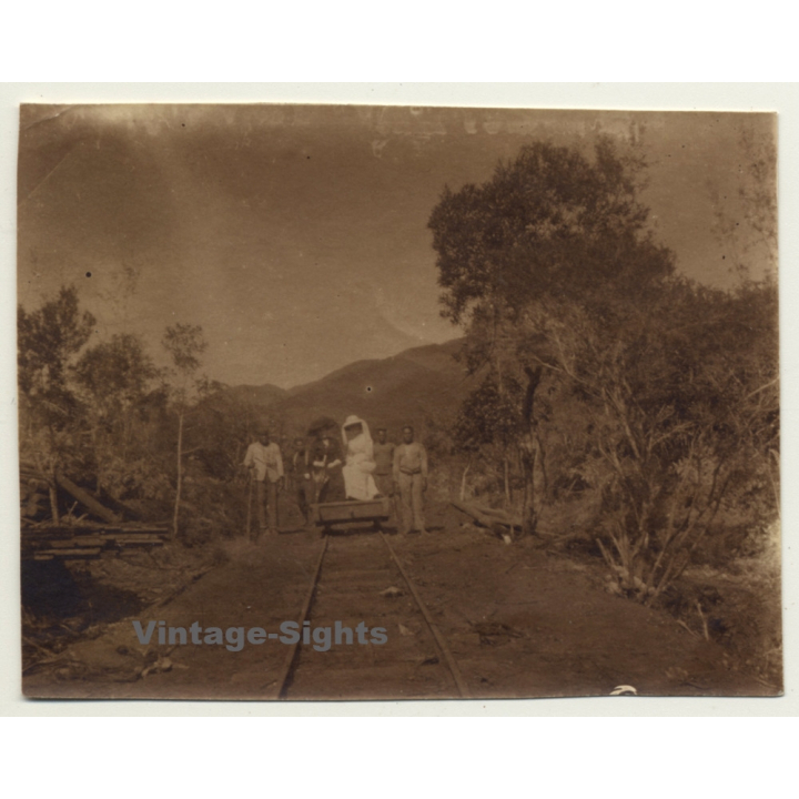 Congo-Belge: Fine Ladys On Draisine / Male Escort (Vintage Photo ~1910s/1920s)