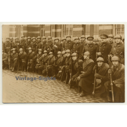 Large Group Of Belgian Soldiers / Uniform - Mauser Rifle (Vintage RPPC ~1930s/1940s)