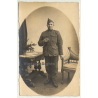 Portrait Of Belgian Soldier In Uniform / Cigarette (Vintage RPPC ~1910s/1920s)