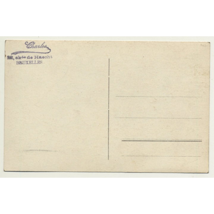 3 Belgian Uniformed Soldiers With Kitten / Cat (Vintage RPPC ~1930s/1940s)