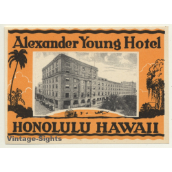Honolulu - Hawaii / USA: Alexander Young Hotel (Vintage Luggage Label)