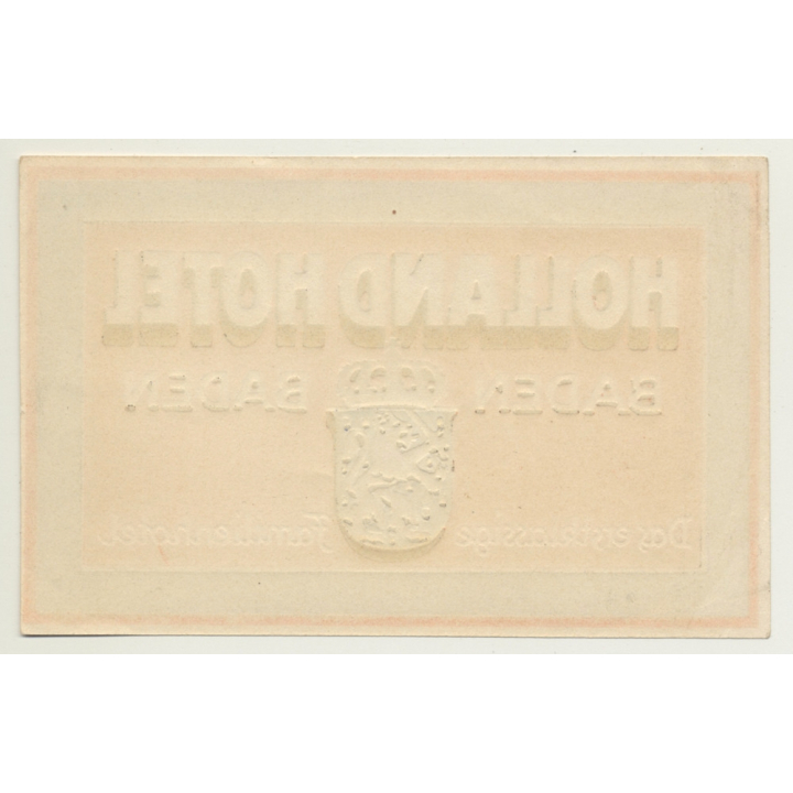 Baden Baden / Germany: Holland Hotel (Vintage Luggage Label)