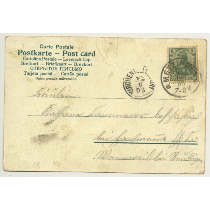 Gut Heil! Fencing - Pommel Horse - Beer Mug (Vintage Postcard Litho 1903)