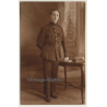 Smart Young Belgian Soldier In Uniform (Vintage RPPC Sepia ~1930s)